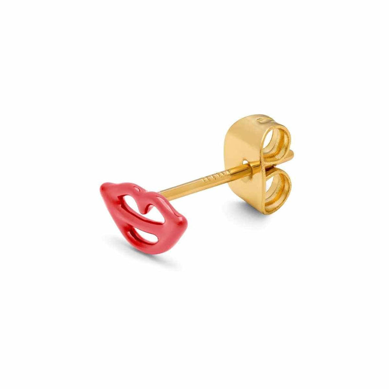 LULU CANDY SHOP Oorbel goud, Secret Lipstick Red - Per stuk