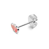 LULU CANDY SHOP Oorbel zilver, 2Hearts Burnt Coral & Orange Coral - Per stuk
