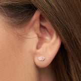 LULU CANDY SHOP Oorbel zilver, 2Hearts Burnt Coral & Orange Coral - Per stuk