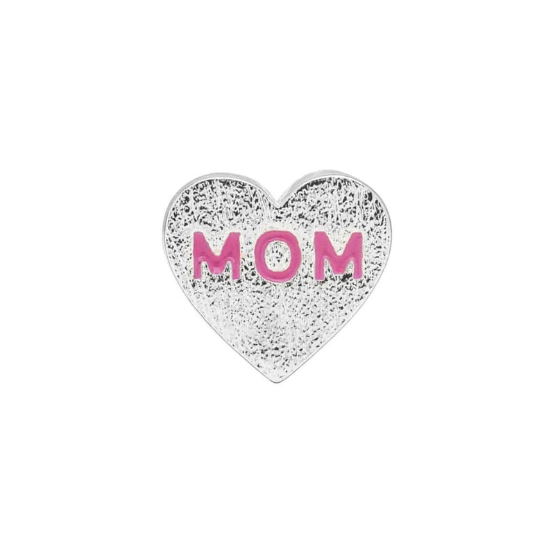 LULU CANDY SHOP Oorbel zilver, Heart Mom Pink - Per stuk