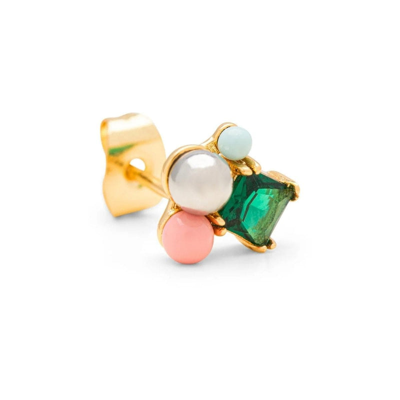 Lulu Copenhagen CANDY SHOP BOUQUET Oorsteker goud, Green Bling - Per Stuk