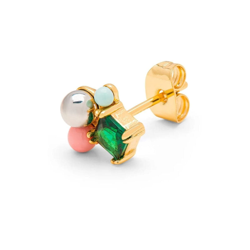 Lulu Copenhagen CANDY SHOP BOUQUET Oorsteker goud, Green Bling - Per Stuk