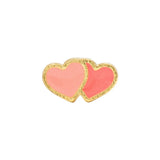 Lulu Copenhagen CANDY SHOP Oorbel goud, 2 Hearts Burnt Coral & Orange Coral - Per stuk
