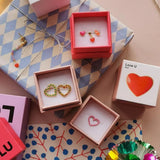 Lulu Copenhagen CANDY SHOP Oorbel goud, 2 Hearts Burnt Coral & Orange Coral - Per stuk