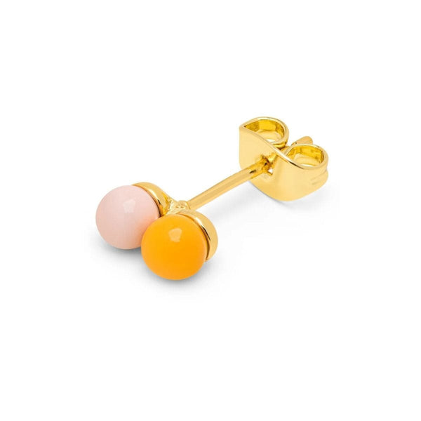 Lulu Copenhagen COLOR BALL DOUBLE Oorsteker goud, Silk Light Pink & Sunflower - Per stuk