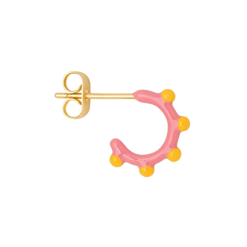Lulu Copenhagen COLOR HOOP DOT Oorbel goud, Rose & Sunflower - Per stuk