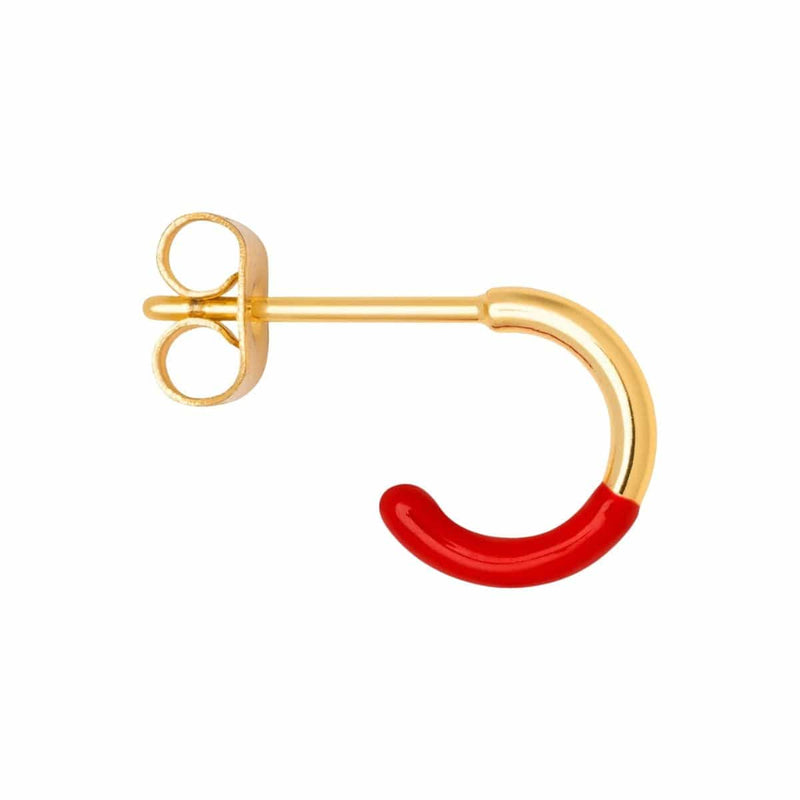 Lulu Copenhagen COLOR HOOP Half Dip Oorring goud, Passion Red - Per stuk