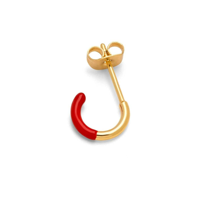 Lulu Copenhagen COLOR HOOP Half Dip Oorring goud, Passion Red - Per stuk