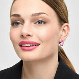 Lulu Copenhagen COLOR HOOPS MEDIUM Gouden Oorringen met emaille, Electric Fuchsia Pink