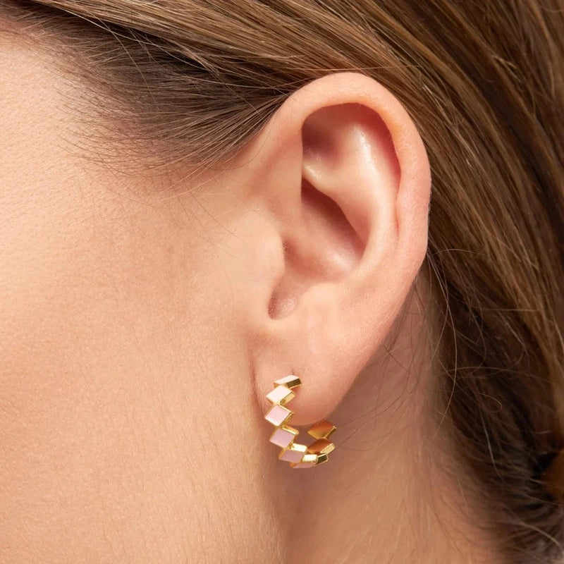 Lulu Copenhagen Confetti Hoops Pair gold plated Light Pink