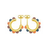 Lulu Copenhagen Flower Hoops Color Pair gold plated Burnt Coral/Blue/Purple