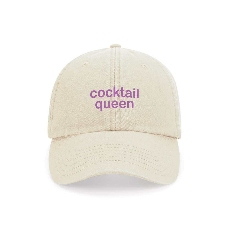 Maksimo DAD CAP Vintage beige Pet met quote, cocktail queen