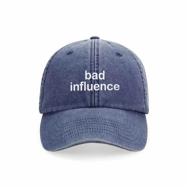 Maksimo DAD CAP Vintage Jeans blauwe Pet met quote, bad influence