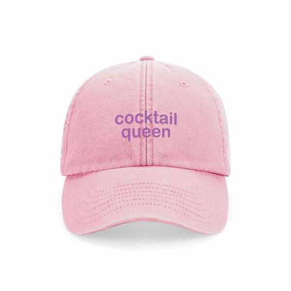 Maksimo DAD CAP Vintage roze Pet met quote, cocktail queen