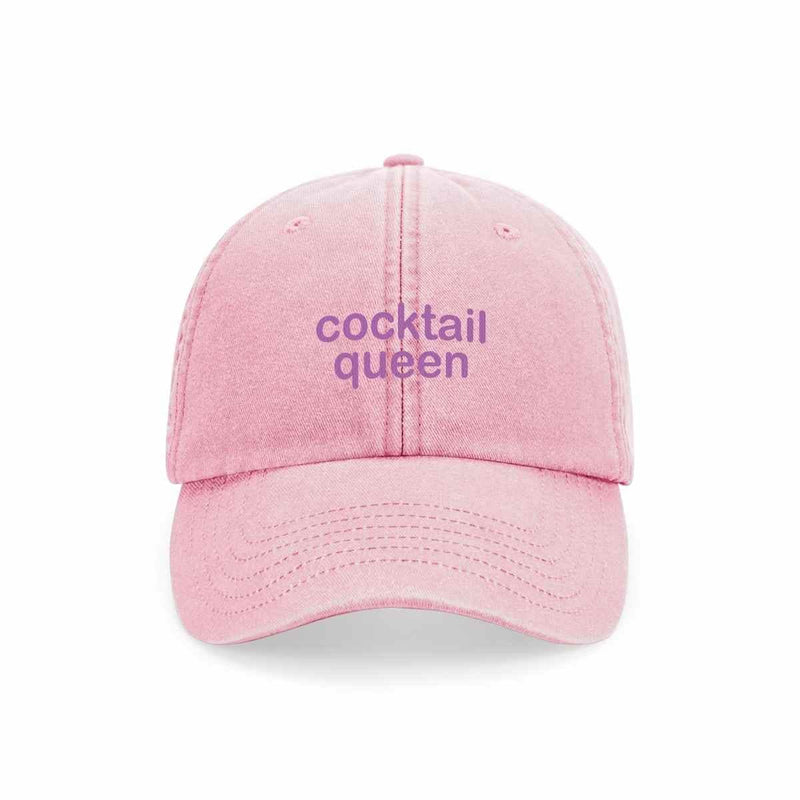 Maksimo DAD CAP Vintage roze Pet met quote, cocktail queen