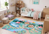 Mats & Joy Zachte Antislip Speelmat met Kasteel en Regenboog 130 x 180 cm, Eenhoorns en Draken