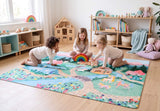 Mats & Joy Zachte Antislip Speelmat met Kasteel en Regenboog 130 x 180 cm, Eenhoorns en Draken
