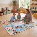 Mats & Joy Zachte Antislip Speelmat met Stallen en Springparcours 130 x 180 cm, Paardenmanege