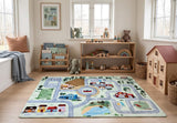 Mats & Joy Zachte Antislip Speelmat met Straten en Brandweerkazerne 130 x 180 cm, Dorp