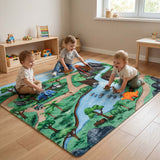 Mats & Joy Zachte Antislip Speelmat met Vulkaan en Waterval 130 x 180 cm, Dino