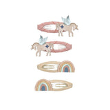 Mimi & Lula Set van 4 klik klak speldjes, Eenhoorn & Regenboog