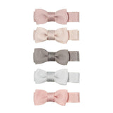 Mimi & Lula Set van 5 alligator haarspeldjes met strikjes, Martha Pastel