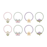 Mimi & Lula Set van 8 dunne haarelastiekjes met figuurtjes, Flower Garden