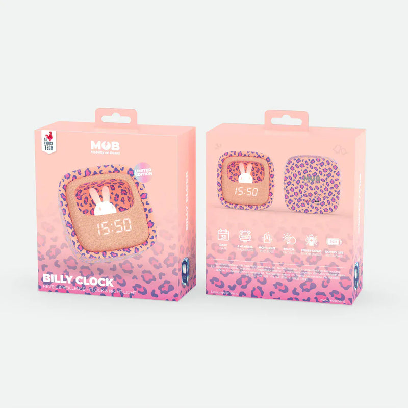 Mobility on Board BILLY CLOCK Licht en klok, Pink Leopard