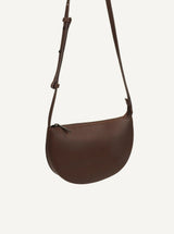 Monk and Anna FAROU half moon Vegan lederen Schoudertas, Dark Wood