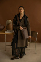 Monk and Anna NAOMI Cross body Vegal lederen Shopper, Dark Wood