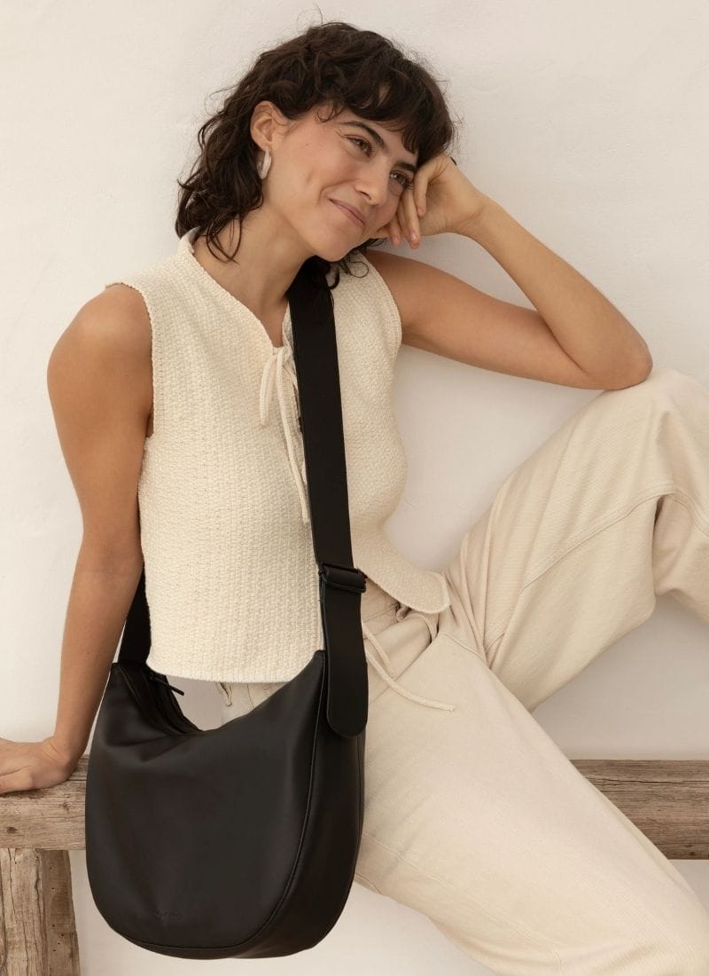 Monk and Anna UMI Vegan lederen Cross body Schoudertas, Zwart