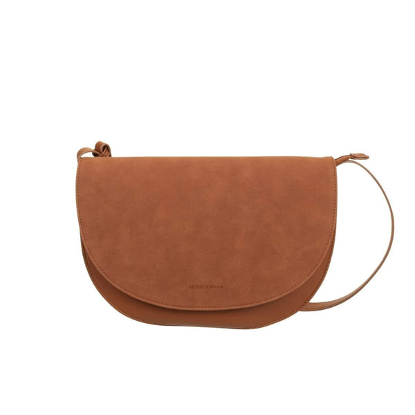 Monk & Anna SOMA half moon Vegan Lederen Handtas met Suède klep, Carnelian