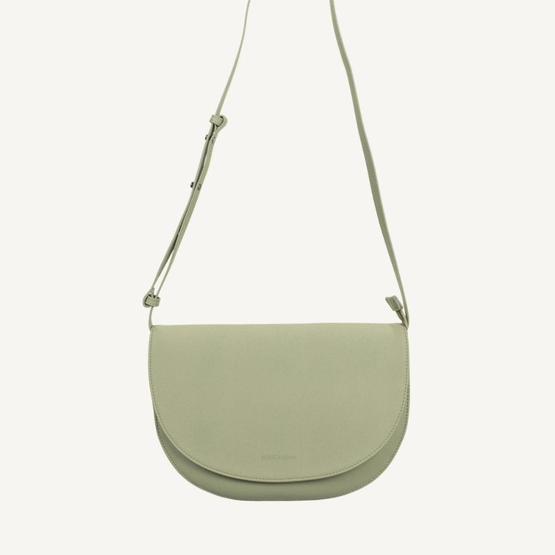 Monk & Anna SOMA half moon Vegan Lederen Handtas met Suède klep, Peridot