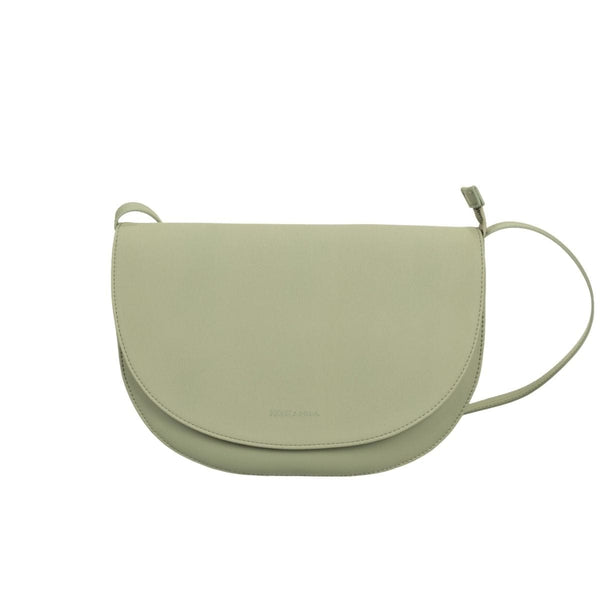 Monk & Anna SOMA half moon Vegan Lederen Handtas met Suède klep, Peridot