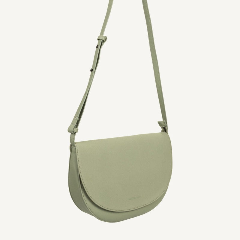 Monk & Anna SOMA half moon Vegan Lederen Handtas met Suède klep, Peridot