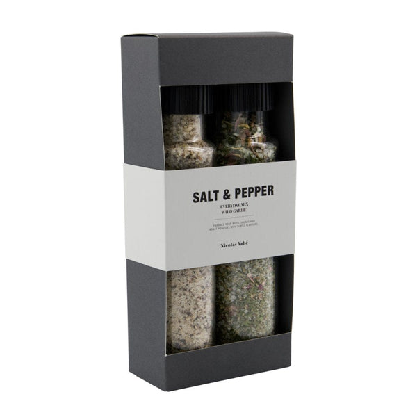 Nicolas Vahé Giftset Peper- en Zoutmolen, Everyday Mix & Wild Garlic