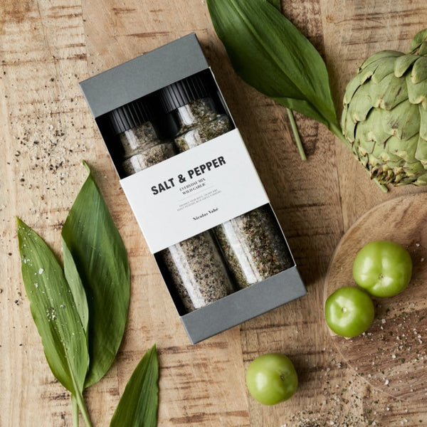 Nicolas Vahé Giftset Peper- en Zoutmolen, Everyday Mix & Wild Garlic