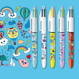 OMY OMY x BIC Set van 5 balpennen met 4 kleuren, Kawaii