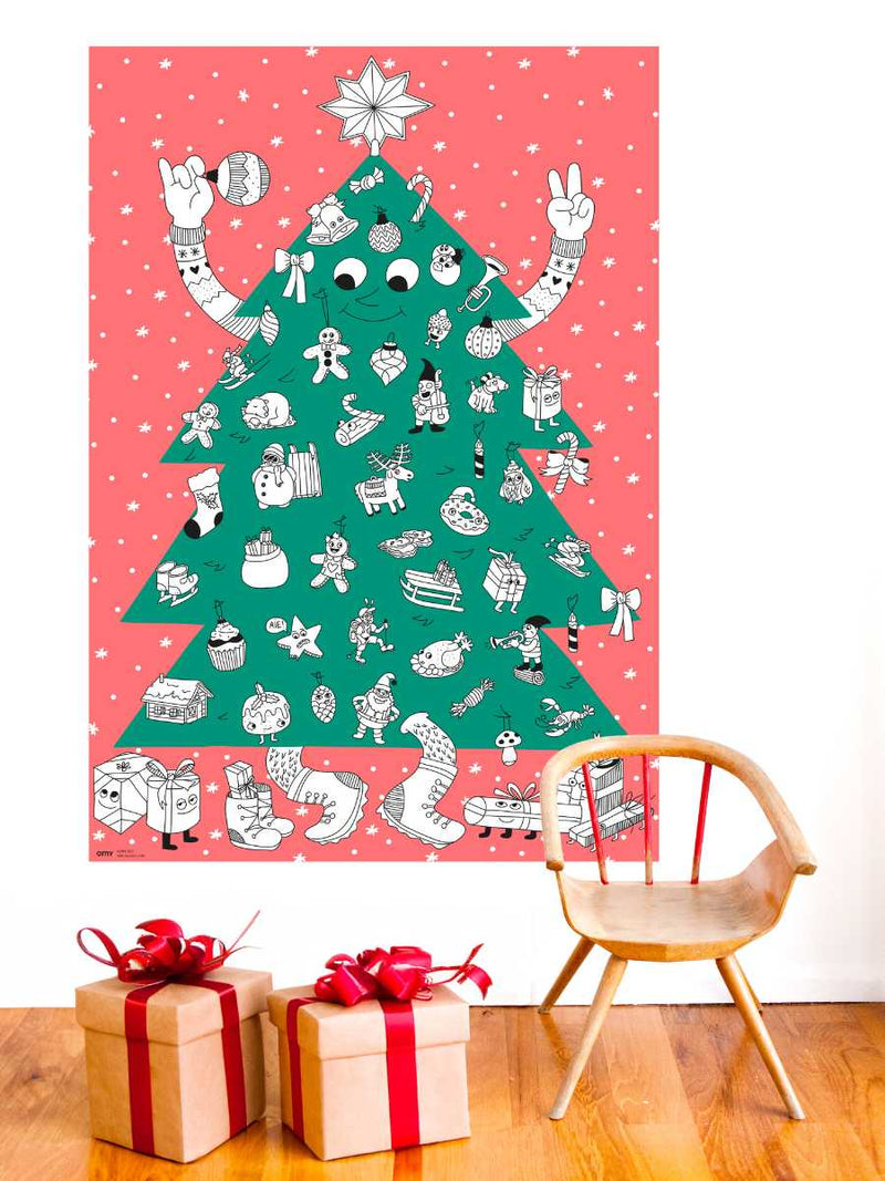 OMY Reuzen Kleurposter met stickers 70x100cm, Kerstboom