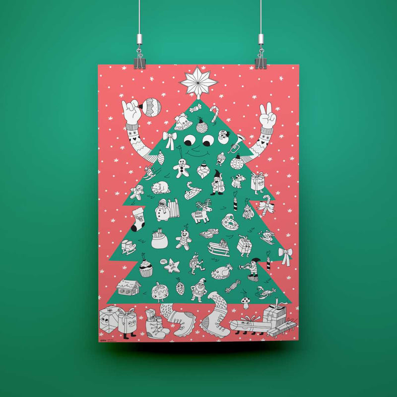 OMY Reuzen Kleurposter met stickers 70x100cm, Kerstboom
