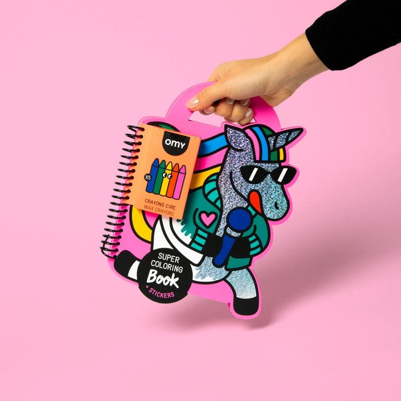 OMY SUPER COLORING Kleurboek met Stickers, Unicorn Lily