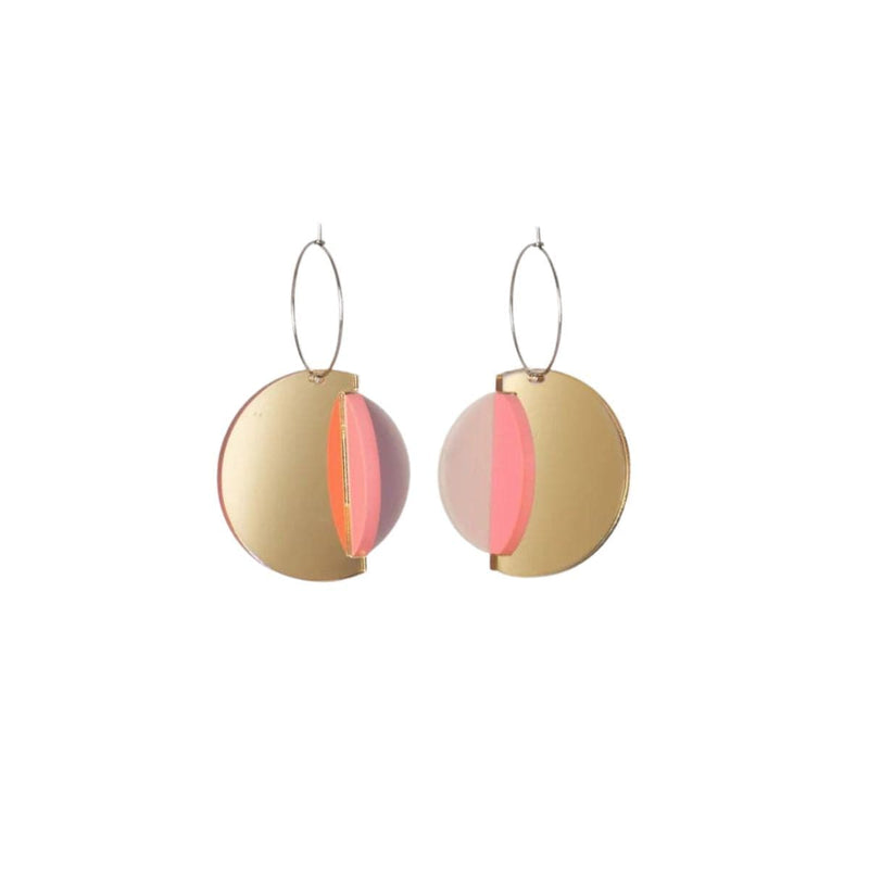 Pamela Coromoto DEXEL Moderne Statement Oorbellen met hanger, Gold Mirror & Candy