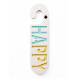 Puki Wuki Dubbelzijdige Deurhanger Happy - Sad, Wit & Roze