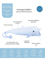 Rabbit & Friends Siliconen oplaadbare Zaklamp voor kinderen, Dolphin Bubbly