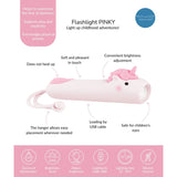 Rabbit & Friends Siliconen oplaadbare Zaklamp voor kinderen, Unicorn Pinky