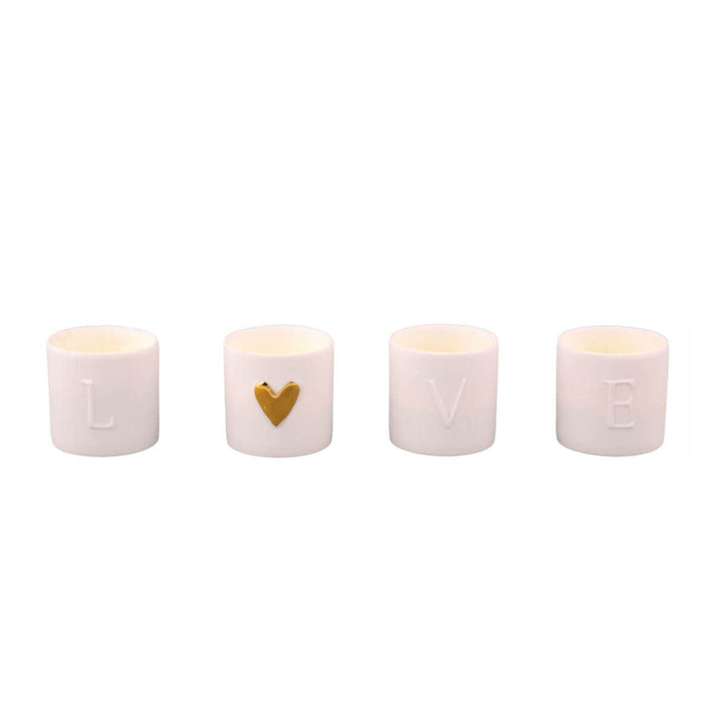 Räder Set van 4 Porseleinen Theelichthoudertjes, Love