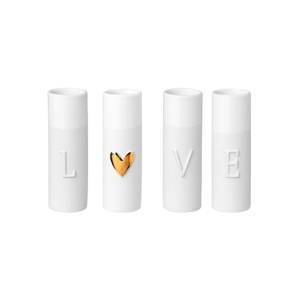 Räder Set van 4 Porseleinen Vaasjes, Love