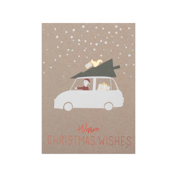 Raeder Kerst Wenskaart met Auto, Warm Christmas Wishes