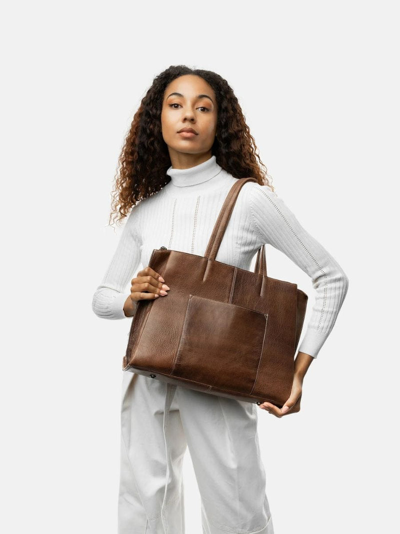 RE:DESIGNED ELIANA Lederen Laptoptas/Workbag, Woodsmoke