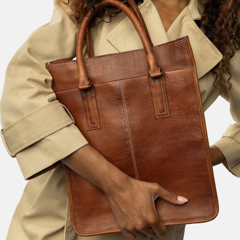 RE:DESIGNED HALMA Lederen Laptoptas/Workbag, Walnut